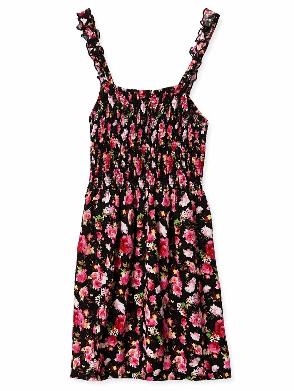 Plus Size 3X Floral Smocked Midi Dress Black Pink Boho Cottagecore - Picture 2 of 13